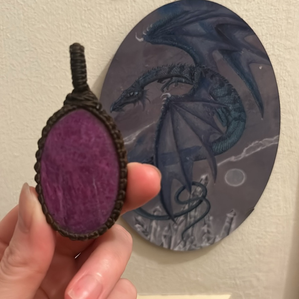 Hemp Wrap Raw Ruby Cabochon PENDANT - Picture 11 of 14